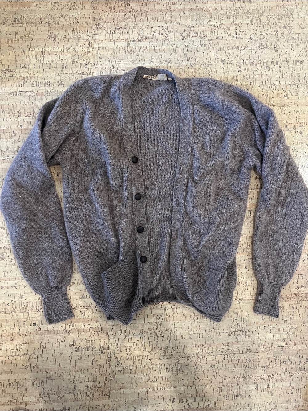Vintage Shetland Wool Cardigan Sweater Made in Scotland Gray Size 40